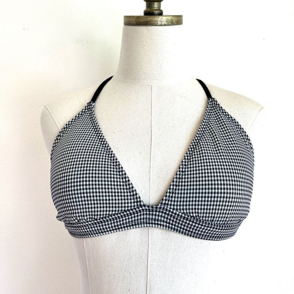Guess Collection Swimsuit Bikini Top Black and White Gingham Size Large